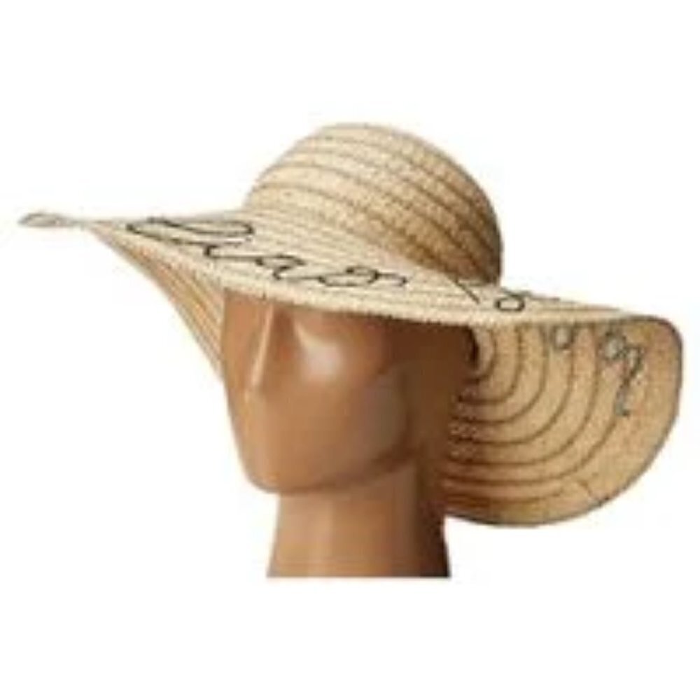💕MICHAEL STARS💕 Raffia Embroidered A La Playa Straw Floppy Hat NWT - Picture 11 of 11